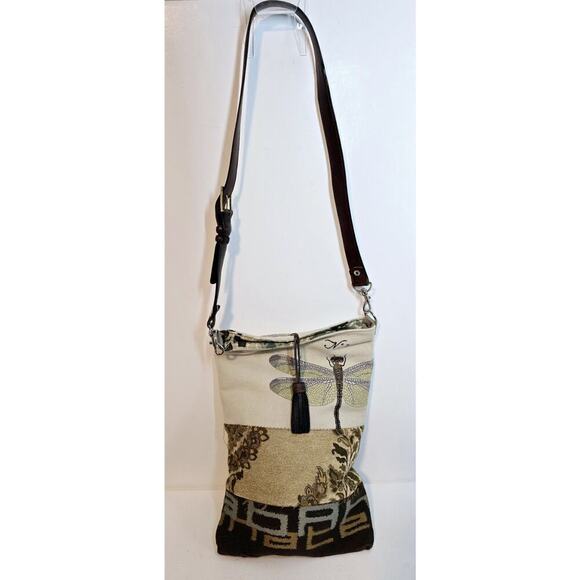 Unbranded Handbags - Handcrafted Crossbody Shoulder Tapestry Purse Dragonfly Reversible Multicolor LG